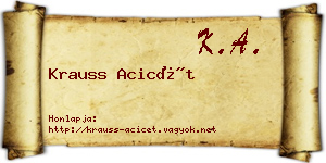 Krauss Acicét névjegykártya